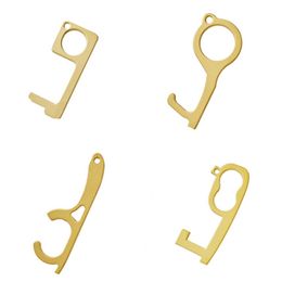 50ps Key chain metal Non-Contact Door Opener chain anti touch key chain Door Handle Key Elevator Tool 14style