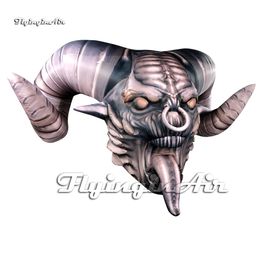 Hanging Inflatable Skeleton Skull Model 3m Evil Monster Blow Up Devil Head For Club And Bar Halloween Carnival Party Decoration