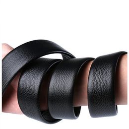 Belts Brand No Buckle 3.5cm Wide Genuine Leather Automatic Belt Body Strap Without Men Good Quality 140 150 160cm