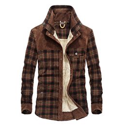 Men's Plaid Warm Jacket Fleece Thick Army Coat Autumn Winter Jacket Men Slim Fit Clothing Mens Brand Clothing 211009