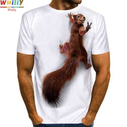 -Men's Squirrel Camiseta 3D Imprimir Camisa Animal Graphic Tees Tops Adorável Tops Homens / Mulheres Cute Filhote de Cachorro Face T-shirt A0706