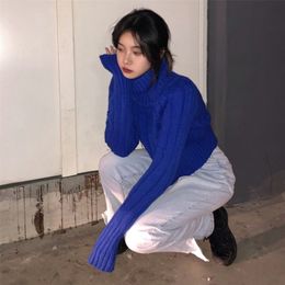 Koreanische Version von High Neck Short Sweater Herbst und Winter Damen Dicker, lockerer Pullover Top UK397 210507