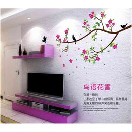 sell removable Flowers Stikers Pink Peach Home Decoration Wall Stickers Living Room Bedroom Family Wall Decal AY9033 210420