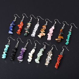 Irregular Natural Crystal Stone Dangle Silver Plated Handmade Energy Earrings Party Club Decor Fashion Jewelry For Women Girl