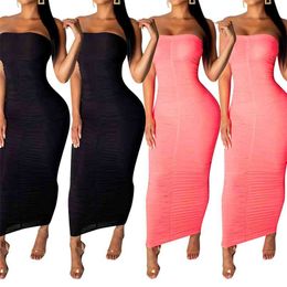 Autumn Party Dresses Women Full Sleeve Fold Slash Neck Strapless Midi Pleated Dress Female Casual Night Clubwear Outfits 210517