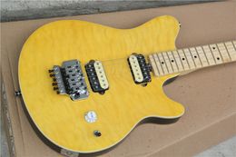 Custom Edward Van Halen Wolf Axis Yellow Qulited Maple Top Electric Guitar Maple Neck Floyd Rose Tremolo Bridge