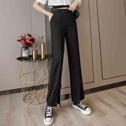 Fashion Women Pants High Waist Suit Loose Trousers Wide Leg Female Casual Plus Size Flare 210507