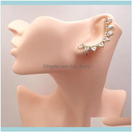Stud Earrings Jewelrystud Lanyika Fashion Jewelry Geometry Triangle Unilateral Left Ear Bones Clip Zircon Inlay Wedding Banquet Party Gift1