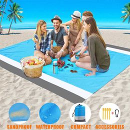 Pocket Picnic Sand Mat Beach Blanket Camping Bed Sleeping Pad Foldable Pocket Sandfree Waterproof Beach Blanket Tent Y0706