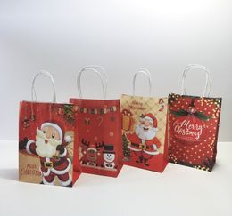 DHL Merry Christmas Gift Bag Santa Claus Xmas Tree Paper Handbag Christmas Navidad New Year Favors Candy Snack Gift Packing Supplies