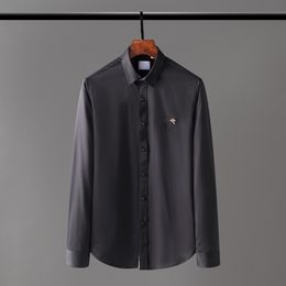 2021 Camicia elegante da uomo Abbigliamento da uomo Fashion Society Nero Uomo Tinta unita Business Casual Manica lunga M-3XL # 23