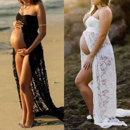 Maxi Maternity Gown Lace Maternity Dress Fancy Shooting Photo Summer Pregnant Dress Plus Size Q0713