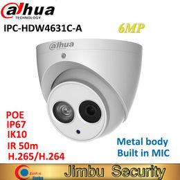 -Caméras Dahua Caméra IP 6MP IPC-HDW4631C-A Full Metal Body H.265 Mic MIC intégré IR50M IP67 IK10 CCTV Dome Security HDW4631C-A