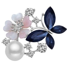 Pins, Brooches JUEMILLY Trendy Crystal Butterfly Conches Flower Pearl For Women Fine Gift Jewellery