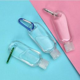 50ML Empty Alcohol Refillable Bottle Portable With Key Ring Hook Clear Transparent Plastic Hand Sanitizer For Travel Bottles