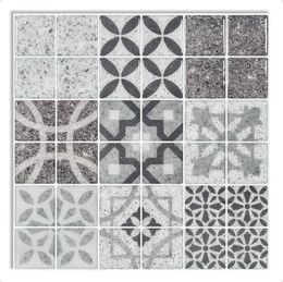 Art3d 30x30cm 3D Wall Stickers Self-adhesive Water Proof Gray Talavera Mexican Peel and Stick Backsplash Tiles for Kitchen Bathroom , Wallpapers(10-Sheet)
