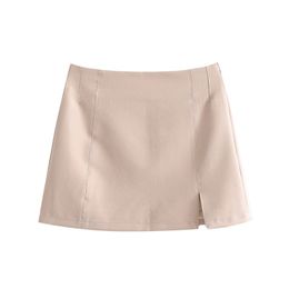 Casual Women High Waist Skirt Summer Fashion Ladies All-match Elegant Female Solid Color Split Fork Suit Mini 210430