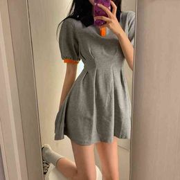Summer Button Polo Dress Woman Plus Size Patchwork Chic Casual Empire Ladies Mini Dresses Shiort Sleeve A-Line Female Robe 210521