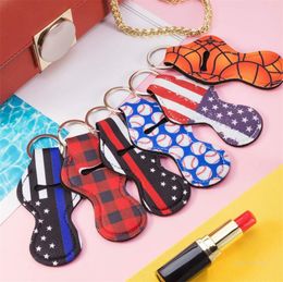 90 Colours Favour Pattern Printing Chapsticks Holder Keychains Girl Chapstick Lipstick Keychain For Party Favours Valentines Gift ZC177