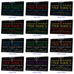 LX1177 Your Names Home Sweet Home Peace Love Happiness Light Sign Dual Colour 3D Engraving