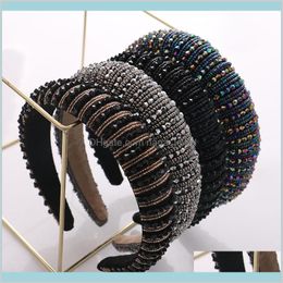 black rhinestone headbands Canada - Jewelry Full Crystal Luxury Hair Accessories Hairbands Padded Rhinestones Headbands Headdress Black White Pink Women Headband 17 Color