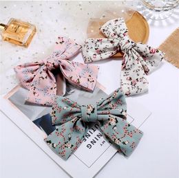 Print Big Bow Spring Hair Clip Sweet Chiffon Floral Hair Barrette For Women Girls Hairclip Hair Pins Accessories Jewellery