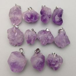 Natural stone stripe irregular amethysts charms pendants for necklace earrings jewelry making