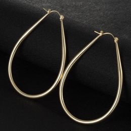 Smooth Oversize Creole Hoop Earrings For Women Punk Gold Colour Huge Circle Waterdrop Argola Earring Bijoux Drop & Huggie