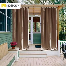 NICETOWN Outdoor Waterproof Curtain Tab Top Thermal Insulated Blackout Curtain Drape for Patio Garden Front Porch Gazebo 210712