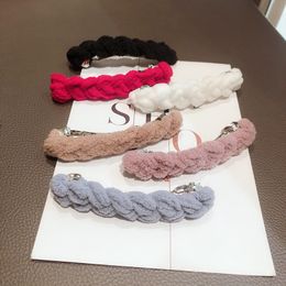 2021 New Sweet Girl Simple Cute Hand-woven Wool Twist Spring Clip Hair Accessories Fashion Women's Hairpins Headdress