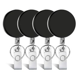 Keychains 4 Pieces Retractable Badge Holder ID Heavy Duty Reel With Keychain Ring Clip For Key Card