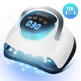 220W UV LED Gel Polish Nail Dryer LCD Display Touch Digital Screen 57 LEDs Curing Lamp with 4 Timer Smart Sensor