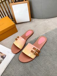 2022 new women's shoes lock it mule slipper fashion gold buckle gradient low top Muller slippers 1a8t82