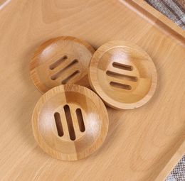 Wholesale Creative Natural Bamboo Wood Soap Dish Storage Holder Bathroom Round Drain Soaps Box Eco-Friendly SN4097