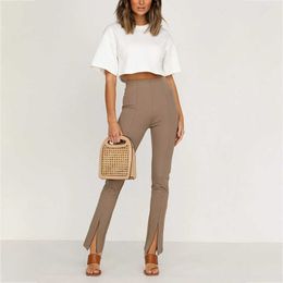 2020 Autumn New Casual black brown High Waist traff-style za women 2020 sheiner vadiming Skinny Pants trousers Q0801