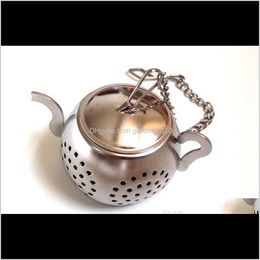 Coffee Tools Home Kitchen Bar Tool Stainless Steel Loose Teapot Shape Tea Infuser With Tray Lovely Convenient Spice Drinking Strainer 4Cjgt