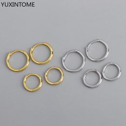 11mm huggie earrings Australia - Hoop & Huggie Size 8.5 11mm Earrings Korean Version Of Simple Texture Circle Ear Buckle S925 Silver Smooth Layered Bone Ring