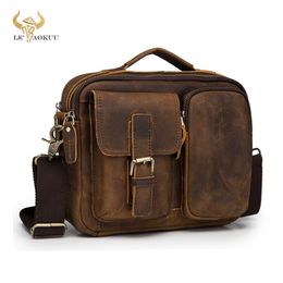 Quality Original Leather Briefcases Design Male Shoulder Messenger Bag Cowhide Fashion Cross-body Satchel