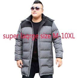 New Fashion High Quality Extra Large Down Jacket Men Long Thickening Warm Fashion White Duck Down Coat Plus Size M-11XL 12XL13XL Y1103