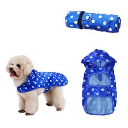 Dog Apparel 1pc Blue Dot Rain Coat Cloak For Small Large Puppy Pet Raincoat Waterproof Hooded Clothes Rainy XS XL With Hood