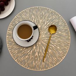 Mats & Pads 6PCS Hollow Luxury Placemat Nordic Style Home Desktop Dishes Place Mat Non Slip Round Meal Pad Modern Dining Table Decoration