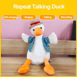 NEW Baby Doll Toys Plush Animals Soft Comforting Stuffed Duck Juguetes Bebe Speak Recorder Electric Talking Toys for Kids Gift C0331