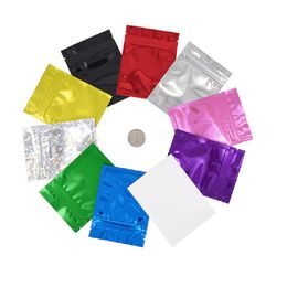 Multi Size Colors Plastic Bag Mylar Aluminum Foil Zipper Bags for Long Term Food Storage and Collectibles Protection