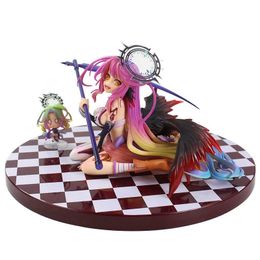 14cm No Game No Life Figures Jibril Flueqel Girl Angel Sickle Shiro Anime Sexy Beauty Model Toys