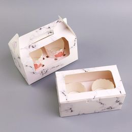 Embrulho de presente 20pcs 1/2/4/6 Cavidades de papel cupcakes e caixa de embalagem com alça de janela inserções