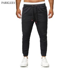 Splice Zipper Contrast Colour Beam Foot Sweatpants Men's Fashion Casual Streetwear Trousers Mens Cotton Joggers Pants 210524