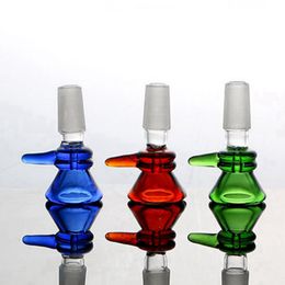 Colorful Waterpipe Glass Smoking 14MM 18MM Male Joint Convert Funnel Filter Bowl Replaceable Handle Dry Herb Tobacco Oil Rigs Bongs Silicone Hookah Down Stem Tool