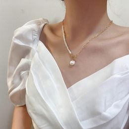 freshwater pearls necklaces Canada - Chains Temperament All-match Jewelry Fashion Metal Freshwater Pearl Clavicle Necklace Women