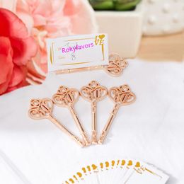 50PCS Rose Gold Vintage Favours Number 30 40 50 60 Key Place Card Holder Birthday Party Table Shower Anniversary Decors Supplies