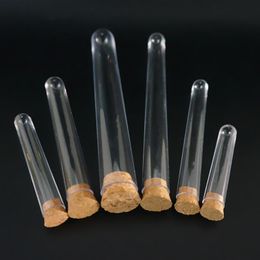 Lab Supplies Round Bottom Plastic Test Tube With Cork Hard Transparent Packing Vial School Wedding Favours Dia 12mm To 25mm